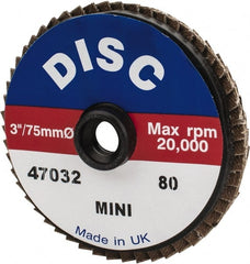 Garryson - 80 Grit, 3" Disc Diam, Type 27 Zirconia Alumina Flap Disc - 20,000 Max RPM, Nylon Backing, Quick Change Type S Attaching System, Coated - Exact Tooling