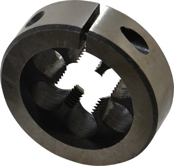 Interstate - 3/4-18 UNS Thread, 2" Outside Diam High Speed Steel Round Die - Right Hand Thread, Adjustable - Exact Tooling