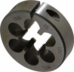 Interstate - 13/16-16 UNS Thread, 2" Outside Diam High Speed Steel Round Die - Right Hand Thread, Adjustable - Exact Tooling