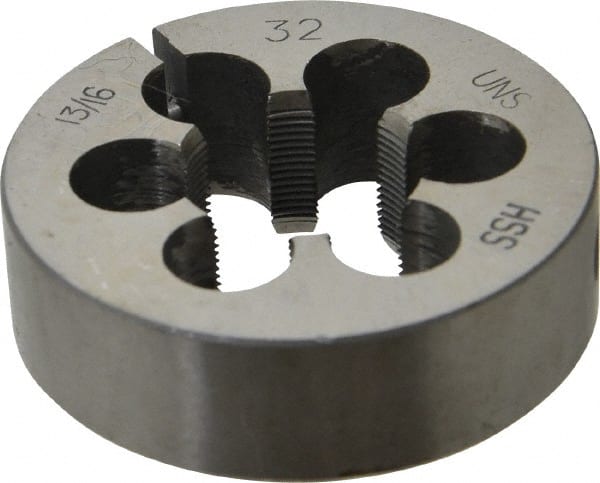 Interstate - 13/16-32 Thread, 2" Outside Diam High Speed Steel Round Die - Right Hand Thread, Adjustable - Exact Tooling
