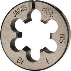 Interstate - 1-10 UNS Thread, 2" Outside Diam High Speed Steel Round Die - Right Hand Thread, Adjustable - Exact Tooling