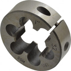 Interstate - 1-32 Thread, 2" Outside Diam High Speed Steel Round Die - Right Hand Thread, Adjustable - Exact Tooling