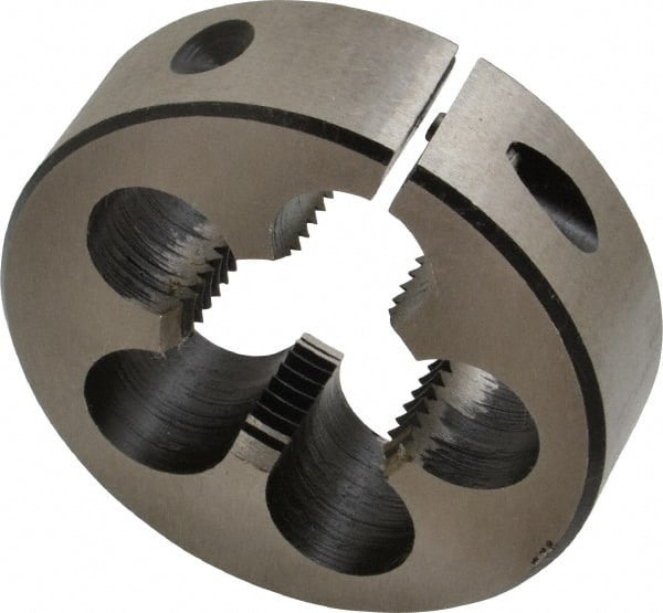 Interstate - 1-1/16 - 12 UNS Thread, 2-1/2" Outside Diam High Speed Steel Round Die - Right Hand Thread, Adjustable - Exact Tooling