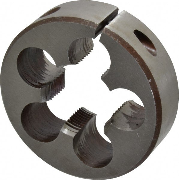 Interstate - 1-1/16 - 16 UNS Thread, 2-1/2" Outside Diam High Speed Steel Round Die - Right Hand Thread, Adjustable - Exact Tooling