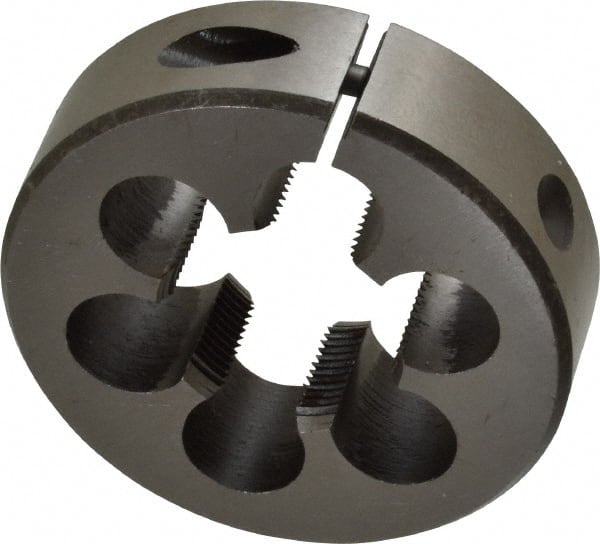 Interstate - 1-1/16 - 20 UNS Thread, 2-1/2" Outside Diam High Speed Steel Round Die - Right Hand Thread, Adjustable - Exact Tooling