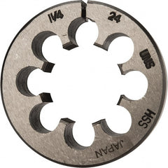 Interstate - 1-1/4 - 24 UNS Thread, 2-1/2" Outside Diam High Speed Steel Round Die - Right Hand Thread, Adjustable - Exact Tooling