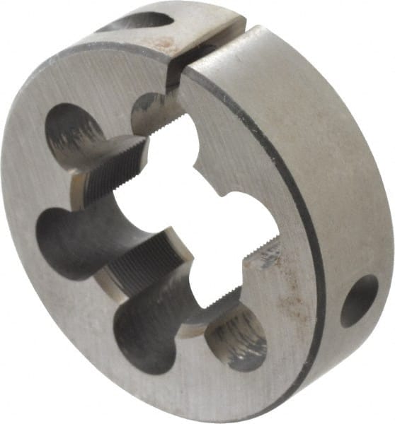 Interstate - 1-1/4 - 32 UNS Thread, 2-1/2" Outside Diam High Speed Steel Round Die - Right Hand Thread, Adjustable - Exact Tooling