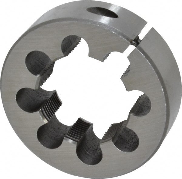 Interstate - 1-3/8 - 18 UNEF Thread, 2-1/2" Outside Diam High Speed Steel Round Die - Right Hand Thread, Adjustable - Exact Tooling