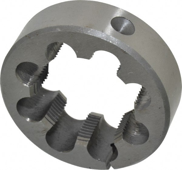 Interstate - 1-1/2 - 16 UNS Thread, 2-1/2" Outside Diam High Speed Steel Round Die - Right Hand Thread, Adjustable - Exact Tooling