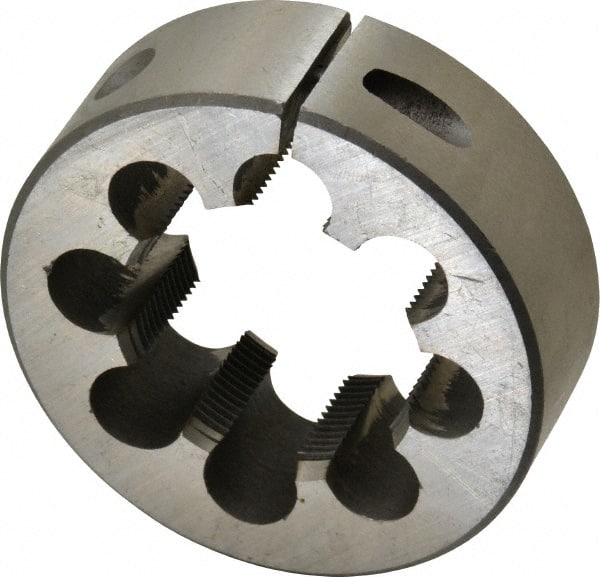Interstate - 1-5/8 - 16 UNS Thread, 3" Outside Diam High Speed Steel Round Die - Right Hand Thread, Adjustable - Exact Tooling