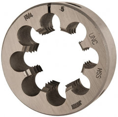 Interstate - 1-3/4 - 5 UNC Thread, 3" Outside Diam High Speed Steel Round Die - Right Hand Thread, Adjustable - Exact Tooling