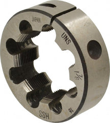 Interstate - 1-7/8 - 16 UNS Thread, 3" Outside Diam High Speed Steel Round Die - Right Hand Thread, Adjustable - Exact Tooling