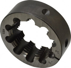 Interstate - 2-8 Thread, 3" Outside Diam High Speed Steel Round Die - Right Hand Thread, Adjustable - Exact Tooling