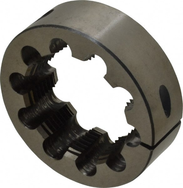 Interstate - 2-10 Thread, 3" Outside Diam High Speed Steel Round Die - Right Hand Thread, Adjustable - Exact Tooling
