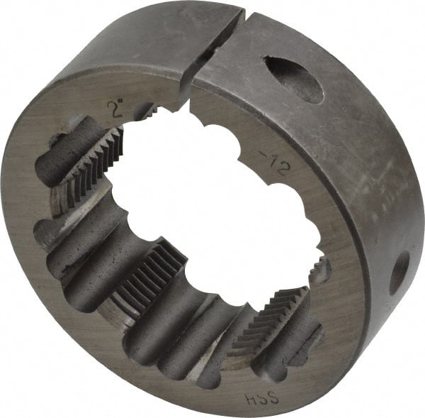 Interstate - 2-12 Thread, 3" Outside Diam High Speed Steel Round Die - Right Hand Thread, Adjustable - Exact Tooling
