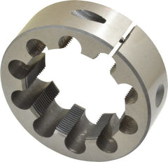 Interstate - 2-18 Thread, 3" Outside Diam High Speed Steel Round Die - Right Hand Thread, Adjustable - Exact Tooling