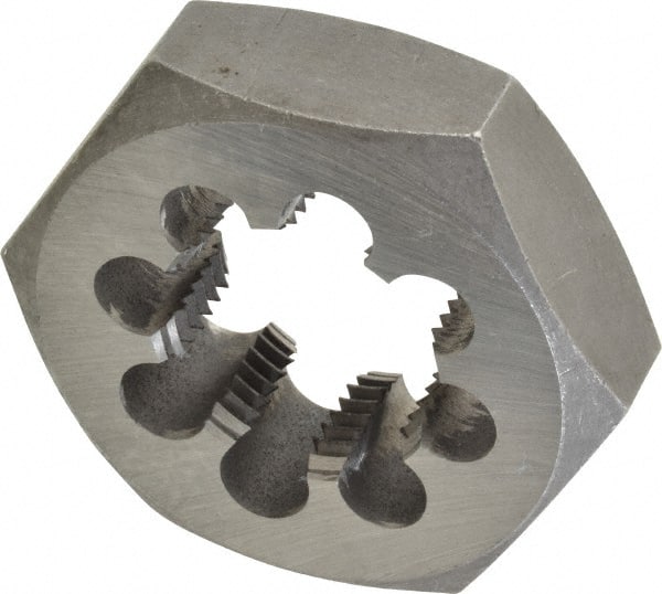 Interstate - 1-5/8 - 8 UNS Thread, 3-1/8" Hex, Right Hand Thread, Hex Rethreading Die - Carbon Steel, 1" Thick - Exact Tooling