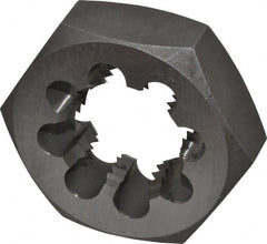 Interstate - 1-3/4 - 5 UNC Thread, 3-1/8" Hex, Right Hand Thread, Hex Rethreading Die - Carbon Steel, 1" Thick - Exact Tooling
