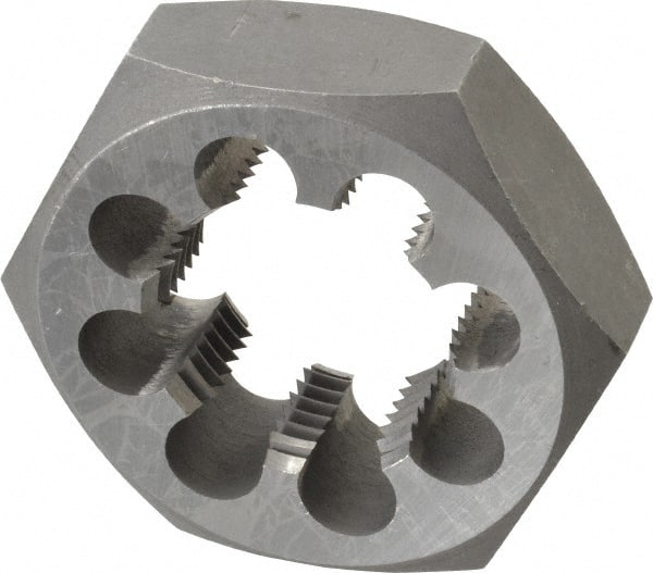 Interstate - 1-3/4 - 8 UNS Thread, 3-1/8" Hex, Right Hand Thread, Hex Rethreading Die - Carbon Steel, 1" Thick - Exact Tooling