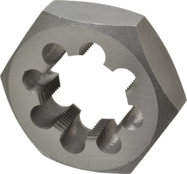 Interstate - 1-3/4 - 12 UNS Thread, 3-1/8" Hex, Right Hand Thread, Hex Rethreading Die - Carbon Steel, 1" Thick - Exact Tooling