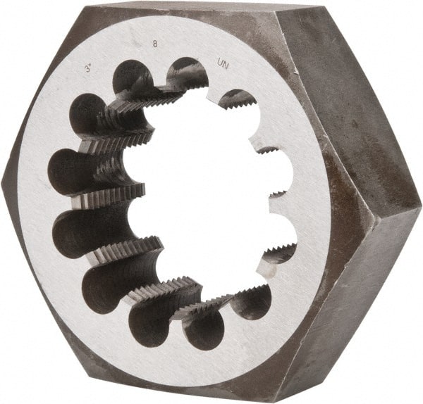 Interstate - 3-8 UNS Thread, 5" Hex, Right Hand Thread, Hex Rethreading Die - Carbon Steel - Exact Tooling