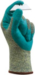 Ansell - Size XS (6), ANSI Cut Lvl 4, Abrasion Lvl 3, Nitrile Coated Cut Resistant Gloves - Palm & Fingers Coated, Kevlar Lining, Knit Wrist, Blue, Paired - Exact Tooling
