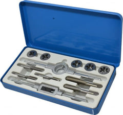 Interstate - 1/4-20 to 1/2-13 Tap, UNC, Tap and Die Set - Carbon Steel, Carbon Steel Taps, Adjustable, 12 Piece Set with Metal Case - Exact Tooling