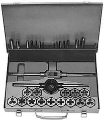 Interstate - #4-40 to 1-14 Tap, NPT, UNC, UNF, Tap and Die Set - High Speed Steel, High Speed Steel Taps, Nonadjustable, 64 Piece Set with Metal Case - Exact Tooling