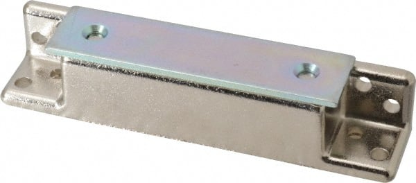 Sugatsune - 4-9/64" Long x 3/4" Wide x 27/32" High, Zinc Alloy Heavy Duty Magnetic Catch - Nickel Coated, 33 Magnetic Force, 2-61/64" Long Strike, 3/4" Wide Strike - Exact Tooling