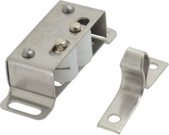 Sugatsune - 1-55/64" Long x 39/64" Wide x 19/32" High, Plastic & Stainless Steel Roller catch - Plain & White Finish, 1-19/64" Long Strike, 9/32" Wide Strike - Exact Tooling