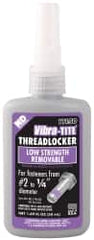 Vibra-Tite - 50 mL Bottle, Purple, Low Strength Liquid Threadlocker - Series 111, 24 hr Full Cure Time, Hand Tool Removal - Exact Tooling