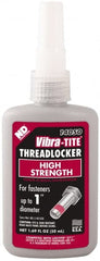 Vibra-Tite - 50 mL Bottle, Red, High Strength Liquid Threadlocker - Series 140, 24 hr Full Cure Time, Hand Tool, Heat Removal - Exact Tooling