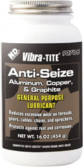 Vibra-Tite - 16 oz Can Anti-Seize Anti-Seize Lubricant - Aluminum/Copper/Graphite, -65 to 1,600°F, Silver Colored, Water Resistant - Exact Tooling