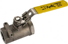 Apollo - 3/4" Pipe, Standard Port, Stainless Steel Standard Ball Valve - 2 Piece, NPT Ends, Locking Lever Handle, 600 WOG, 150 WSP - Exact Tooling