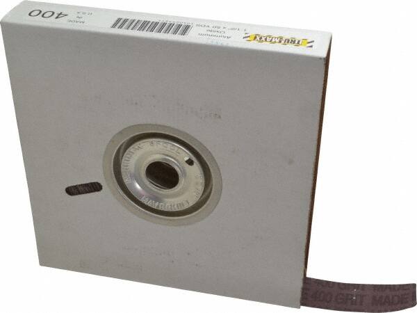 Tru-Maxx - 1-1/2" x 50 Yd 400 Grit Aluminum Oxide Cloth Roll - Super Fine Grade, J Weighted Backing - Exact Tooling