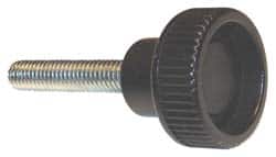 Gibraltar - 5/16-18 Knurled Shoulder Steel Thumb Screw - 1.54" OAL, 0.43" Head Height, Zinc-Plated Finish - Exact Tooling