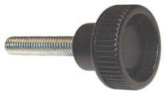 Gibraltar - 3/8-16 Knurled Shoulder Steel Thumb Screw - 2.45" OAL, 0.49" Head Height, Zinc-Plated Finish - Exact Tooling