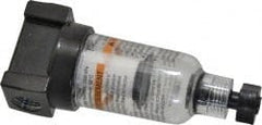 Wilkerson - 1/4" Port, 4.21" High x 1.69" Wide, Miniature FRL Filter with Polycarbonate Bowl & Manual Drain - 24 SCFM, 150 Max psi, 125°F Max - Exact Tooling