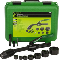 Greenlee - 11 Piece, 1/2 to 2" Punch Hole Diam, Hydraulic Punch Driver Kit - Round Punch, 10 Gage Mild Steel - Exact Tooling