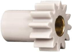 Made in USA - 32 Pitch, 3/8" Pitch Diam, 7/16" OD, 12 Tooth Spur Gear - 3/16" Face Width, 5/32" Bore Diam, 9/32" Hub Diam, 20° Pressure Angle, Acetal - Exact Tooling