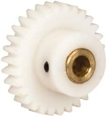 Made in USA - 32 Pitch, 15/16" Pitch Diam, 1" OD, 30 Tooth Spur Gear - 3/16" Face Width, 3/16" Bore Diam, 9/16" Hub Diam, 20° Pressure Angle, Acetal - Exact Tooling
