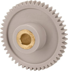 Made in USA - 32 Pitch, 1-1/2" Pitch Diam, 1-9/16" OD, 48 Tooth Spur Gear - 3/16" Face Width, 1/4" Bore Diam, 5/8" Hub Diam, 20° Pressure Angle, Acetal - Exact Tooling