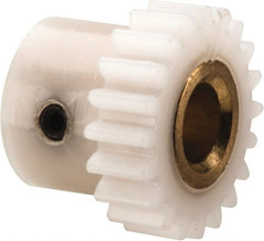 Made in USA - 48 Pitch, 5/12" Pitch Diam, 0.458" OD, 20 Tooth Spur Gear - 1/8" Face Width, 1/8" Bore Diam, 11/32" Hub Diam, 20° Pressure Angle, Acetal - Exact Tooling