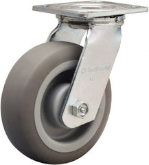 Hamilton - 6" Diam x 2" Wide x 7-1/2" OAH Top Plate Mount Swivel Caster - Rubber Mold on Polyolefin, 410 Lb Capacity, Straight Roller Bearing, 4 x 4-1/2" Plate - Exact Tooling