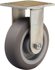 Hamilton - 6" Diam x 2" Wide x 7-1/2" OAH Top Plate Mount Rigid Caster - Rubber Mold on Polyolefin, 410 Lb Capacity, Straight Roller Bearing, 4 x 4-1/2" Plate - Exact Tooling