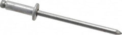 Marson - Button Head Aluminum Open End Blind Rivet - Aluminum Mandrel, 0.188" to 1/4" Grip, 1/4" Head Diam, 0.129" to 0.133" Hole Diam, 0.4" Length Under Head, 1/8" Body Diam - Exact Tooling