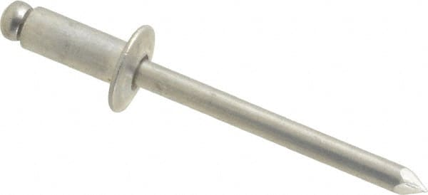 Marson - Button Head Aluminum Open End Blind Rivet - Aluminum Mandrel, 0.188" to 1/4" Grip, 3/8" Head Diam, 0.192" to 0.196" Hole Diam, 0.45" Length Under Head, 3/16" Body Diam - Exact Tooling