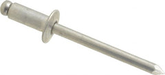 Marson - Button Head Aluminum Open End Blind Rivet - Aluminum Mandrel, 0.188" to 1/4" Grip, 3/8" Head Diam, 0.192" to 0.196" Hole Diam, 0.45" Length Under Head, 3/16" Body Diam - Exact Tooling