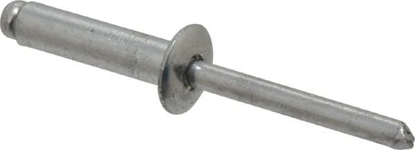 Marson - Button Head Aluminum Open End Blind Rivet - Aluminum Mandrel, 0.626" to 3/4" Grip, 1/2" Head Diam, 0.257" to 0.261" Hole Diam, 1" Length Under Head, 1/4" Body Diam - Exact Tooling