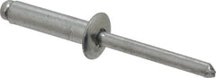 Marson - Button Head Aluminum Open End Blind Rivet - Aluminum Mandrel, 0.626" to 3/4" Grip, 1/2" Head Diam, 0.257" to 0.261" Hole Diam, 1" Length Under Head, 1/4" Body Diam - Exact Tooling